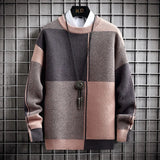 Joior Half High Collar Color Blocking Warm Sweater/ High Quality Men Spring Autumn Slim Leisure Korean Long Sleeve Loose Knit Pullover