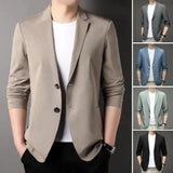 Joior Chic Men Business Coat Soft Men Suit Jacket Smooth Plus Size Business Trip Sunscreen Suit Jacket  Daily Wear