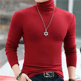 Joior Autumn Winter Long Sleeve Tees High Collar Tee Shirt Men Oversized T-shirt Undercoat Interior Lapping Large Tight Fit Solid Top