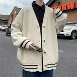 Joior British Retro Cardigan Sweater New Korean Harajuku Academic Knitted Sweater Pullover Hip Hop Streetwear Loose Knitwear Tops