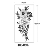 Joior Black Flower Tattoo Sketch Tattoo Sticker  Rose Blossom Tattoo Temporary Waterproof