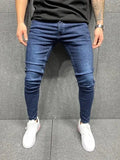 Joior Street Style Ripped Skinny Jeans Men Vintage Wash Solid Denim Trouser Mens Casual Slim Fit Pencil Denim Pants