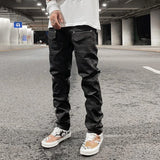 Joior Streetwear Kanye Slim Fit Feet Coated Black Jeans Pants for Men Pocket Brushed Wax Tapered Pants Man Casual Cargo Jeans Y2k