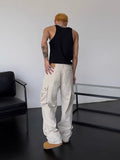 Joior Cargo Pants Men High Street Retro Casual Large Pocket Overalls High Waist Loose Straight Tube Draped Wide Leg Pants For Women