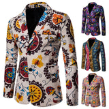 Coat Jacket Men Blazers Suits Causal Flower Suit Slim Fit Ethnic Floral Retro Dress Mens Blazer Masculino Coat