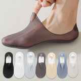 Men's Boat Socks Summer Ultra-thin Breathable Solid Color Sock Slippers Comfortable Soft  Ice Silk Low Cut Men Sokken