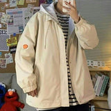 Joior Hooded Cargo Jackets Men Autumn Fake Two Pieces Zipper Coats College Oversize Baggy Streetwear Ins Baseball Windbreaker Classic