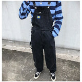 Overalls Men Denim Jumpsuit Straight Jeans Hip Hop Big Pocket Wide Leg Cargo Pants Fashion Casual Loose Male's Rompers Trousers