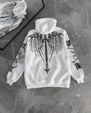 Joior Gothic Punk Letter Print Oversized Sweatshirt American Retro Pattern Casual Hoodie Men High Street Trendy Brand Clothing Women