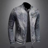 Joior Denim Jackets Men Casual Stand Collar Moto Biker Outerwear Coats Mens Fashion Zippers Motorcycle Streetwear Jacket Male Clothes