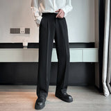 Joior Spring Summer Men Suit Pants Wide Leg Long Drape Trousers Fashion Streetwear Clothing Solid Stretch Waist Oversize Pants Black