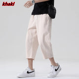 Joior Summer Casual Pants Men's Wild Cotton and Linen Loose Linen Pants Korean Style Trend Nine-point Straight Trousers