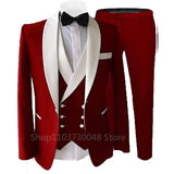 Joior 3 Piece Suits for Men Slim Fit Groom Wedding Tuxedos Shawl Lapel Jacket Business Formal Party Blazer Vest Pants Costume Homme