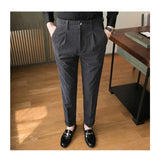 Joior British Style Men High Waist Casual Dress Pant Men Belt Design Slim Trousers Formal Office Social Wedding Party Dress Suit Pants