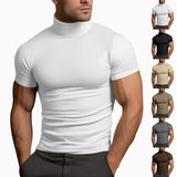 Joior Cross-border Amazon Summer Solid Color Short-sleeved Fashion Bottoming Shirt Men's Tight Turtleneck T-shirt