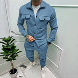 Joior Party Men's Jacket and Pants Sets Pocket Overalls Male Fashion Suit Solid Color Autumn Winter Streetwear Tracksuit 2 Piece Set