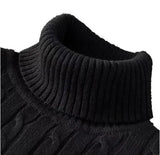 Joior black turtleneck outfit men Men's High Neck Sweater Solid Color Pullover Knitted Warm Casual Turtleneck  Mens  Knitted Sweater