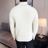 Joior Daily Casual Men's Business Casual Sweater. Autumn and Winter Stretch Solid Color Zipper Cardigan,Stand-up Collar Coat