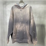 Joior Street Wear Speckled Ink Rubbed Hooded Hoodies Fashion Sense Distressed Winter Coat Men's and Women's Baggy Washing Clothes