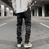 Joior Streetwear Kanye Slim Fit Feet Coated Black Jeans Pants for Men Pocket Brushed Wax Tapered Pants Man Casual Cargo Jeans Y2k