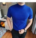 Joior 11 color Summer High Quality Short Sleeve Knitted T Shirts Men Slim Solid Pullovers Casual Stretched Tee Shirt Streetwear Homme