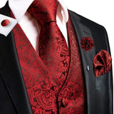 Joior High Quality Silk Mens Vests Champagne Paisley Waistcoat Neck Tie Hanky Cufflinks Brooch Set for Men Suit Wedding Office