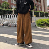 Joior Brown Black Corduroy Pants Men Fashion Retro Oversized Casual Pants Men Streetwear Loose Hip-hop Wide-leg Pants Mens Trousers