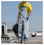 Joior Overalls Men Denim Jumpsuit Straight Jeans Hip Hop Big Pocket Wide Leg Cargo Pants Fashion Casual Loose Male's Rompers Trousers