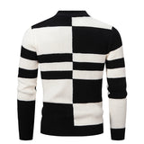 Joior winter fits men New Men's Black and White Striped Turtleneck Sweater Fashion Long Sleeve Knitted Sheep Wool Sweater