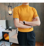 Joior 11 color Summer High Quality Short Sleeve Knitted T Shirts Men Slim Solid Pullovers Casual Stretched Tee Shirt Streetwear Homme