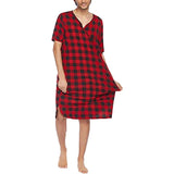 Joior Cotton Plaid Sleep Robe Men Pajamas Short Sleeve V-neck Casual Homewear One-piece Comfortable Home Loose Bathrobe