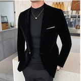 Joior Autumn Velvet Suit Jacket High Quality Long Sleeved Slim Fit Blazer Fashion Men Formal Business Club Dress Blazers Homme