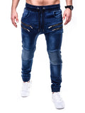 Joior High Quality Solid Pocket Jeans Mens Denim Cotton Pants Causal Vintage Cargo Pants Drawstring Stretchy Pencil Jeans Male