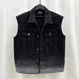 Casual Hot Drill Denim Vest For Men New Patchwork Men's Single Breasted Sleeveless Jackets Summer Tide