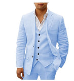 Joior 3 piece Linen Summer Men Suits for Wedding Groom Tuxedos Casual Beach Custom Man Suit Set Jacket Vest with Pants Man Fahion