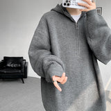 Joior Plus Size 8XL-M Men's Hooded Pullover Zipper Knit Sweater Men's Lazy Loose Sweatshirts Autumn Winter Solid Thick Sweaters