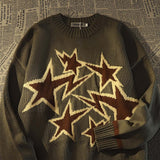 Joior American Retro High Street Star Sweater Men Women Winter New Loose Korean Version Of The Lazy Wind Knitted Jacket Pullover Tops