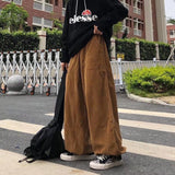 Joior Brown Black Corduroy Pants Men Fashion Retro Oversized Casual Pants Men Streetwear Loose Hip-hop Wide-leg Pants Mens Trousers