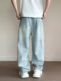 Joior Korean Fashion Men's Baggy Jeans Light Blue High Street Straight Wide Trousers Personalized Washed Y2k Pants Male