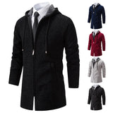 Autumn Winter Men's Fashion Overcoat Sweater Cardigan New Velvet Padded Casual Jacket Male Hoodies Korean Jumper Zip Trench Coat