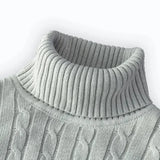 Joior black turtleneck outfit men Men's High Neck Sweater Solid Color Pullover Knitted Warm Casual Turtleneck  Mens  Knitted Sweater