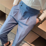 Joior British Style Autumn New Solid High Waist Trousers Men Formal Pants High Quality Slim Fit Business Casual Suit Pants Hommes