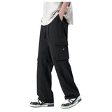 Joior Mens Casual Cargo Pants Fashion Solid Color Pocket Bottom Full Length Sports Trousers Elastic High Waisted Loose Pantalones