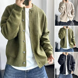 Joior Spring New Light Luxury Fashion Cardigan Men Knitted Sweater Round Neck Jacket Loose Sweater Coat Boutique Dress Simple Style