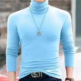 Joior Autumn Winter Long Sleeve Tees High Collar Tee Shirt Men Oversized T-shirt Undercoat Interior Lapping Large Tight Fit Solid Top