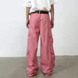 Joior Pink Cargo Jeans Pants Men Oversize Wide Leg Denim Trousers Male Loose Casual Japanese Streetwear Hip Hop Pocket