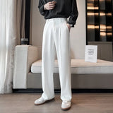 Joior Spring Summer Men Suit Pants Wide Leg Long Drape Trousers Fashion Streetwear Clothing Solid Stretch Waist Oversize Pants Black