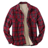 Joior Men's Plaid Plus Fleece Jacket Autumn Winter Turn-down Collar Button Thickened Shirt Jacket For Men Casual Jacket Shirts