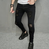 Joior Streetwear Ripped Slim Men Pencil Jeans Pants Stylish Male Hip Hop Stretch Holes Casual Denim Trousers