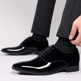 Joior Classic PU Patent Leather Shoes for Men Casual Business Shoes Lace Up Formal Office Work Shoes for Male Party Wedding Oxfords